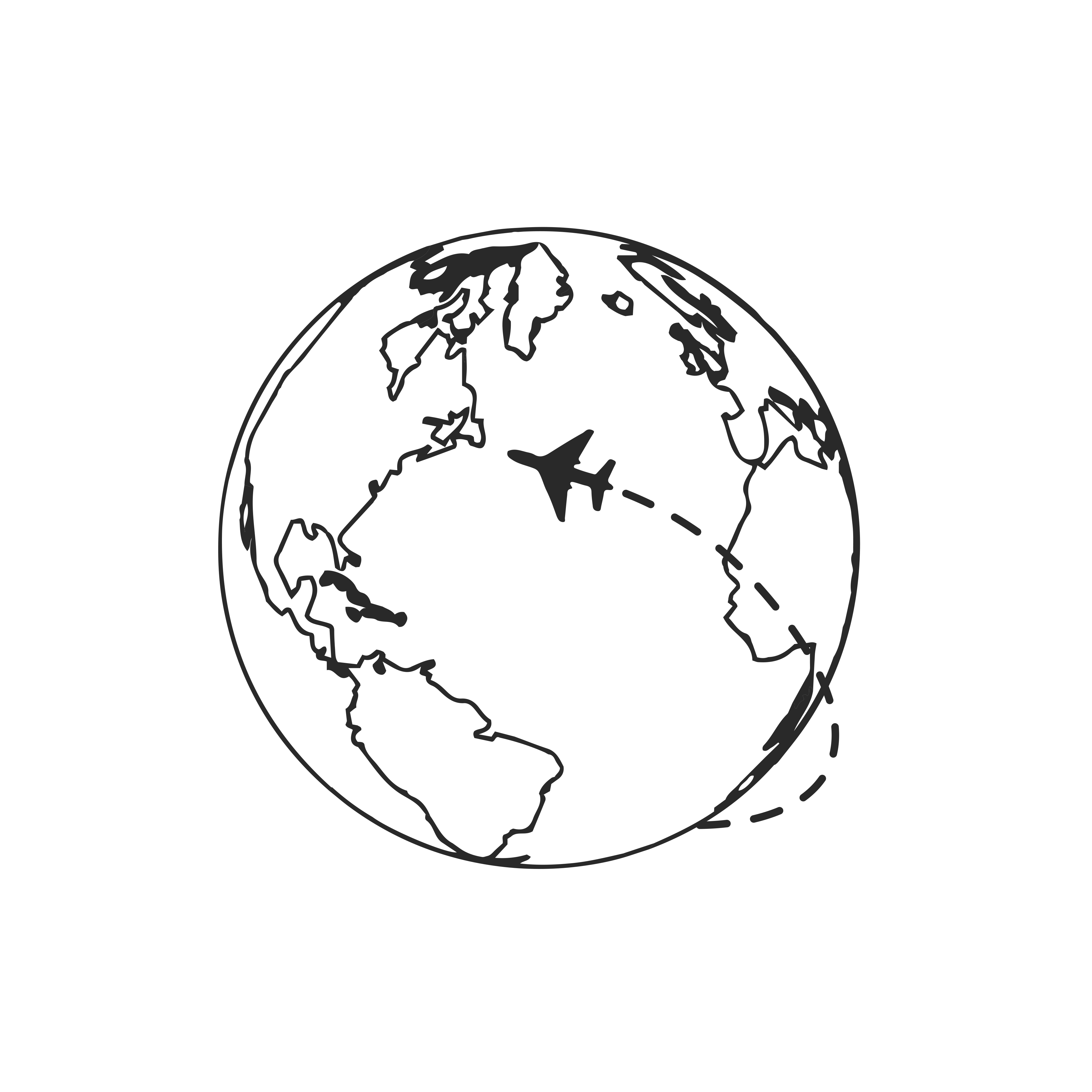 globe terrestre avec un avions qui le parcours