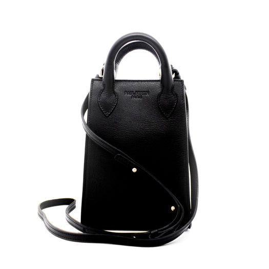 Mini sac noir en cuir vue de face